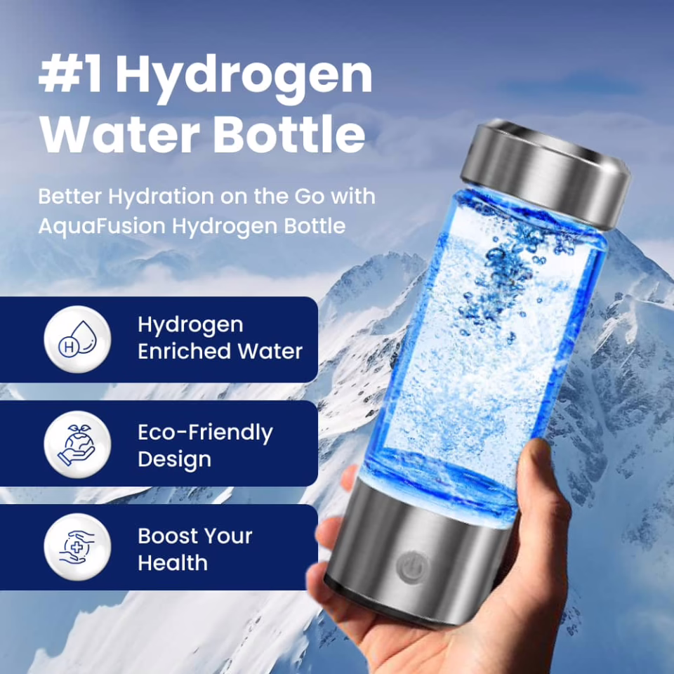 AquaFusion hydrogen water bottle shown in hand
